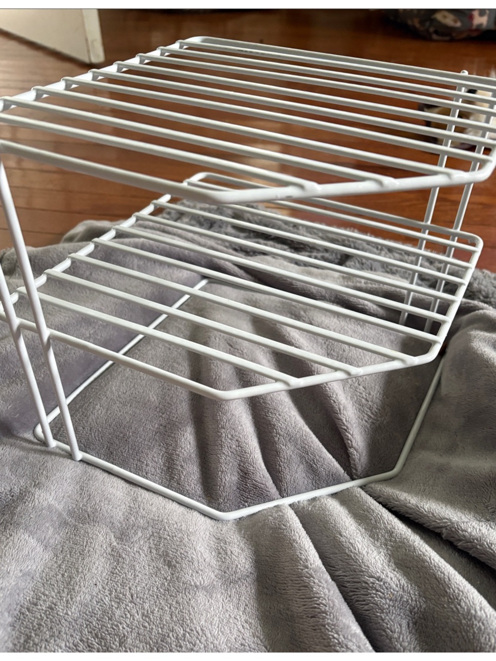 White Metal 2-Tier Wire Stackable Shelf Organizer